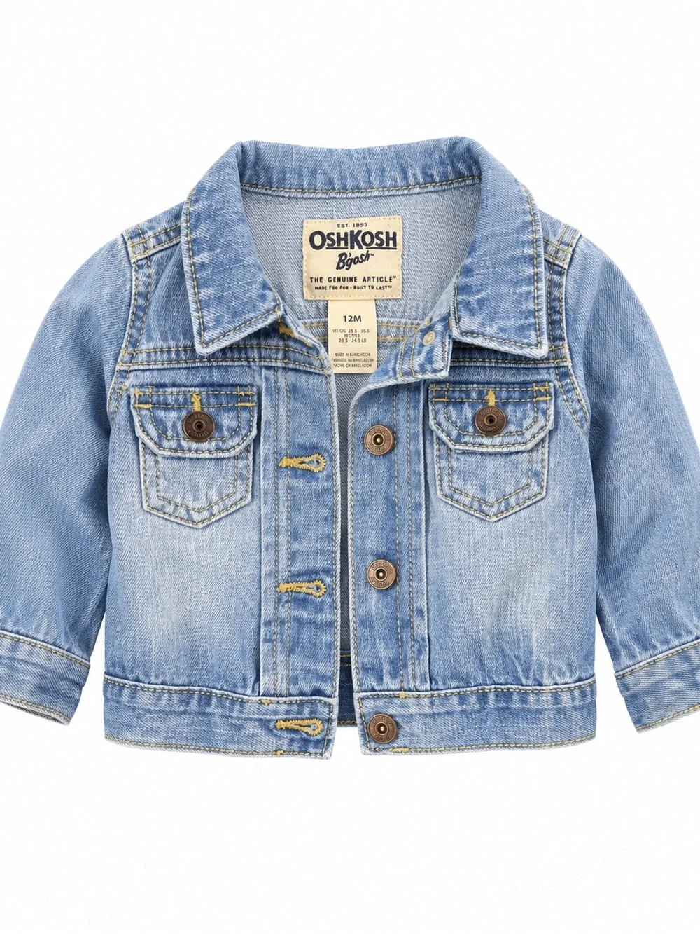 OshKosh B’gosh Baby Denim Jacket 12M Light Wash Classic Jean Jacket